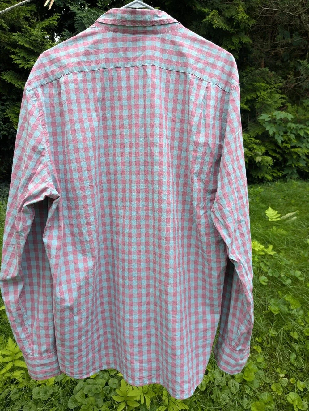 J. Crew Pink and Light Blue Gingham XL Button-Down Shirt